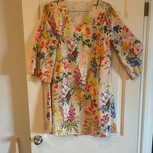 Floral V-Neck Dress with 3/4 Sleeves